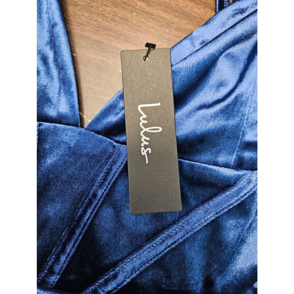 Lulu's Blue Velvet Maxi Gown Dress Womens Size XL NEW WITH TAGS - Picture 8 of 11